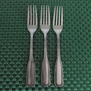 Salem 1776 Dinner Forks Set Lot of 3 Stainless Beaded Satin Handle Vintage VTG